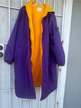 Adoretex Unisex Swim Parka | Purple with yellow Fleece Lining | Size L zip front